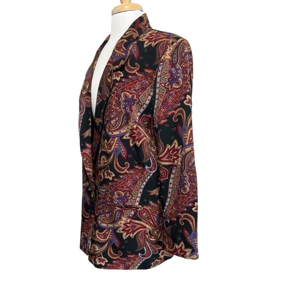 Vintage Whimsigoth Black Paisley Oversized Big Shoulder Jacket Blazer size 18 - Picture 4 of 6